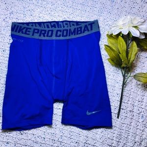 Men’s Nike Pro Combat Blue Shorts, Large Sport
